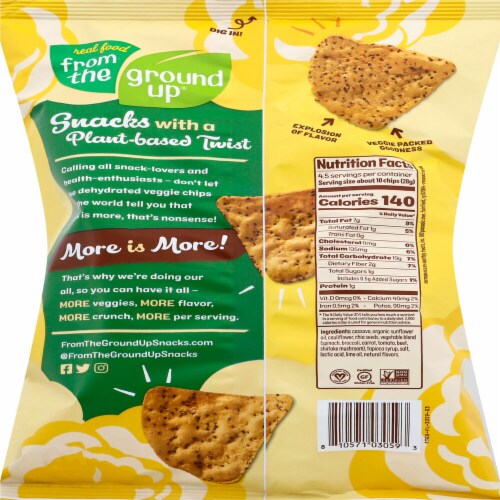 From The Ground Up® Lime Flavored Cauliflower Tortilla Chips Snacks Perspective: back
