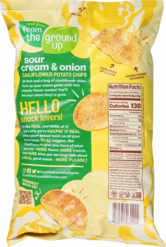 From The Ground Up® Sour Cream and Onion Cauliflower Chips Perspective: back