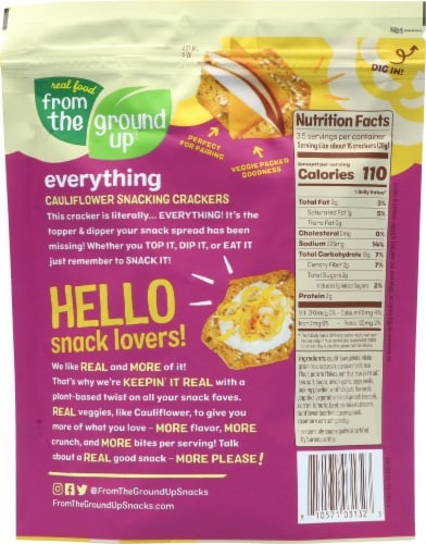 From The Ground Up® Cauliflower Everything Snacking Crackers Perspective: back