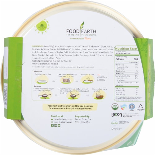 Food Earth Organic Indian Red Kidney Beans Curry with Steamed Rice Perspective: back