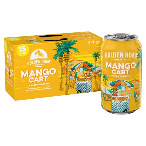Golden Road Brewing Mango Cart Wheat Ale Craft Beer Perspective: back