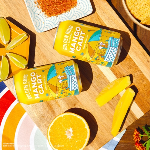 Golden Road Mango Cart Craft Wheat Ale Beer Perspective: back