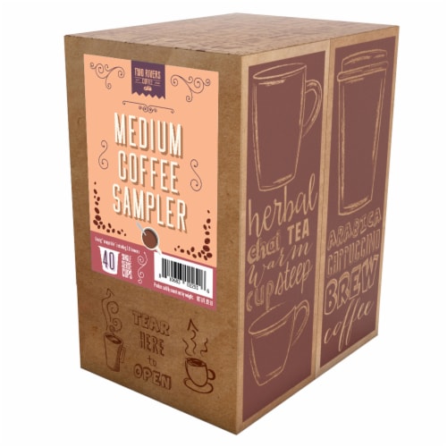 TWO RIVERS COFFEE Medium Roast Coffee Pods, Variety Sampler Pack, 40 Count Perspective: back