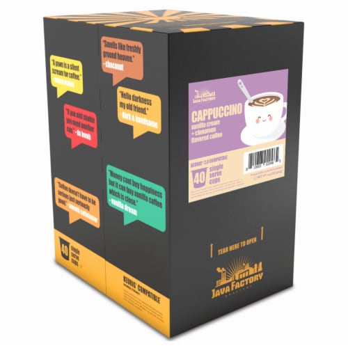 Java Factory Cappuccino Flavored Coffee for Keurig K Cup Brewers, 40Count Perspective: back