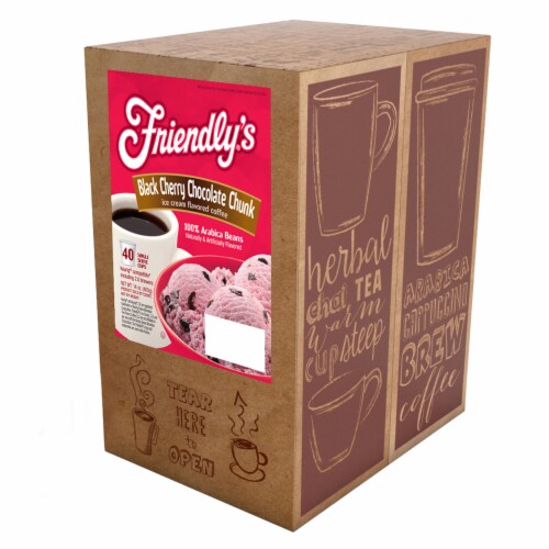 Friendly's Cherry Chocolate Flavored Coffee Pods, Black Cherry Chocolate Chunk, 40 Count Perspective: back