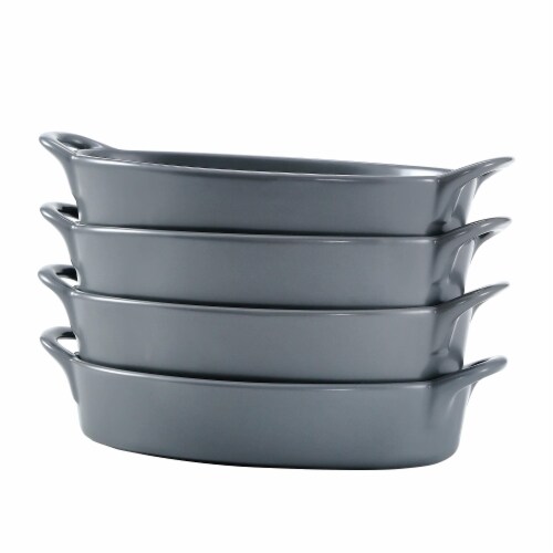 Bruntmor 8 x5  White Oval Porcelain Ceramic Pie Pan Set of 4 Perspective: back