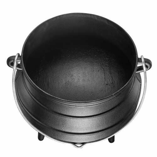 Bruntmor 10 Quarts Pre-Seasoned Cauldron Cast Iron Potjie Pot Perspective: back