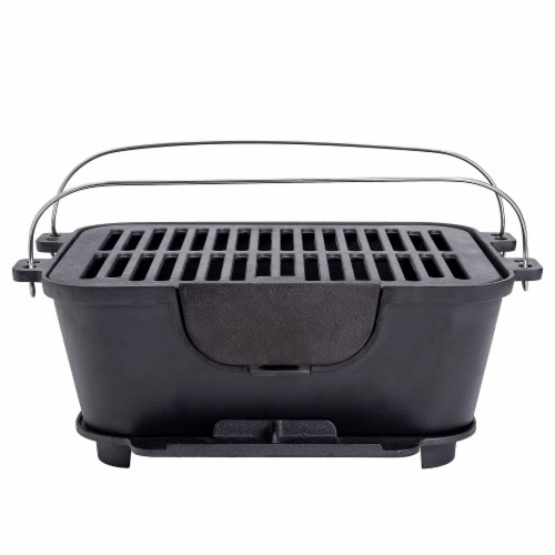 Bruntmor BBQ Grill, Heavy Duty Pre-Seasoned Cast Iron, 14 x12 Perspective: back