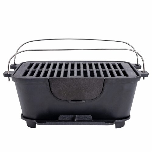 Bruntmor BBQ Grill, Heavy Duty Pre-Seasoned Cast Iron, 14 x12 Perspective: back