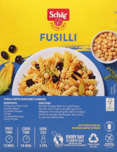 Schar Bonta d'Italia Gluten Free Fusilli Pasta Perspective: back
