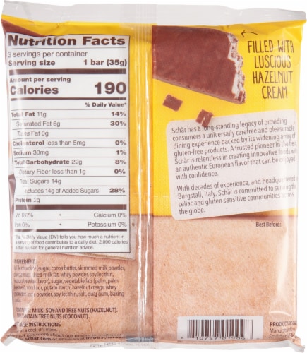 Schar Chocolate Hazelnut Bars Perspective: back