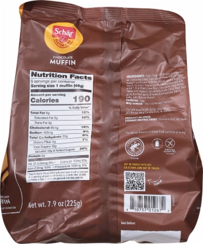 Schar Gluten Free Double Chocolate Muffins Perspective: back
