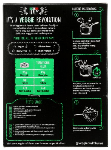 Veggiecraft Farms Cauliflower Penne Pasta Perspective: back
