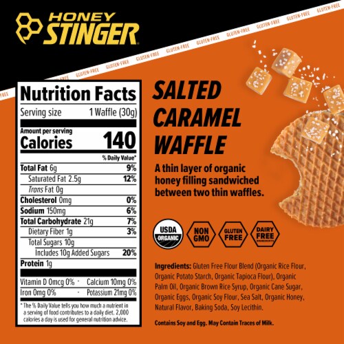 Honey Stinger® Gluten Free Salted Caramel Waffle Perspective: back