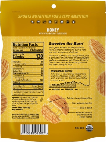 Honey Stinger Organic Honey Flavored Mini Waffles Perspective: back