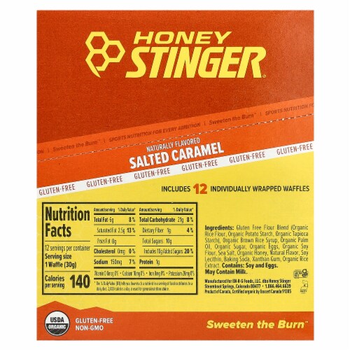 Honey Stinger® Gluten Free Salted Caramel Waffles Perspective: back
