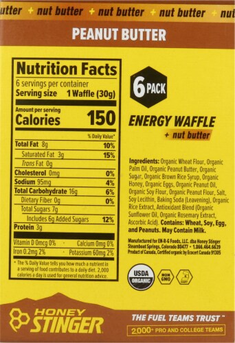 Honey Stinger® Peanut Butter Energy Waffle Perspective: back