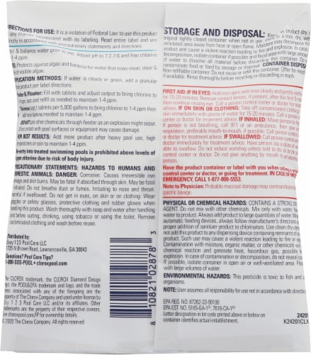 Clorox™ Pool & Spa XtraBlue® Chlorinating Tablets Perspective: back
