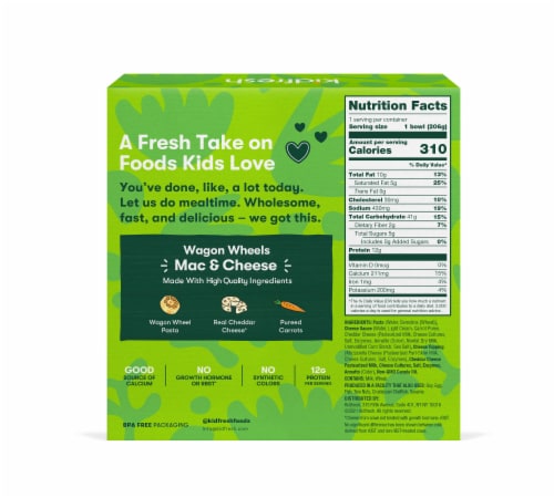 Kidfresh® Wagon Wheels Mac & Cheese Frozen Meal Perspective: back