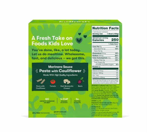 Kidfresh® Marinara Sauce Pasta with Cauliflower Perspective: back