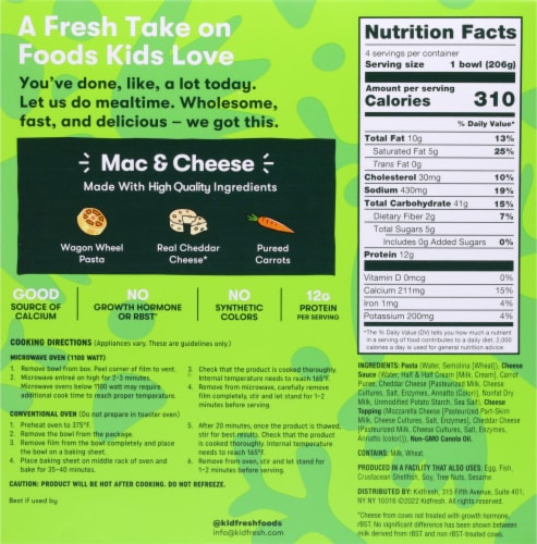 KidFresh® Wagon Wheels Mac & Cheese Frozen Meals 4 Count Perspective: back