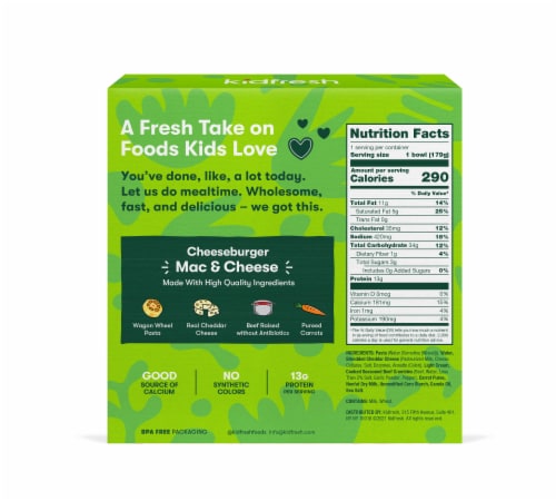 Kidfresh® Cheeseburger Mac & Cheese Frozen Meal Perspective: back