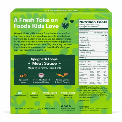 Kidfresh® Spaghetti Loops Meat Sauce Perspective: back
