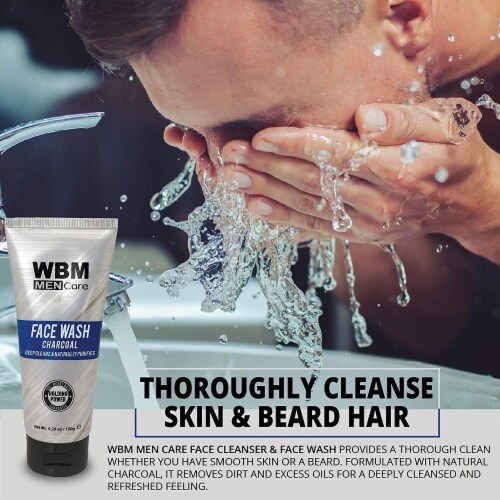 WBM Men Care Face Wash, Purifying & Hydrating Charcoal Cleanser, For All Skin Types | 5.29 Oz Perspective: back