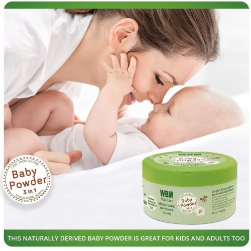 WBM Care Baby Powder | 3 in 1 Skin Repairing, Nourishing & Drying Natural Powder | 4.9 oz Perspective: back