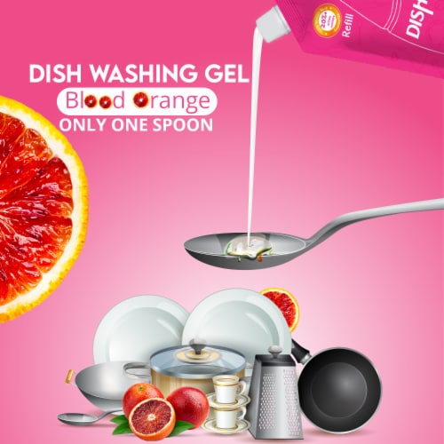 W Home Liquid Dish Soap Refills with Blood Orange Extracts, 400ml Each - Pack of 3 Perspective: back