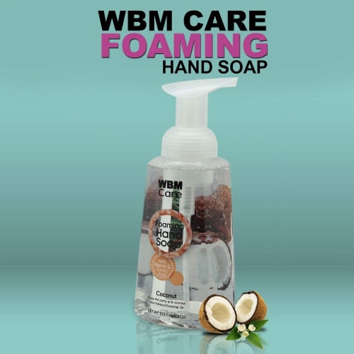 WBM Care Foaming Hand Soap, Liquid Soap with Natural Coconut Extracts-Pack of 3/10.4 Oz Each Perspective: back
