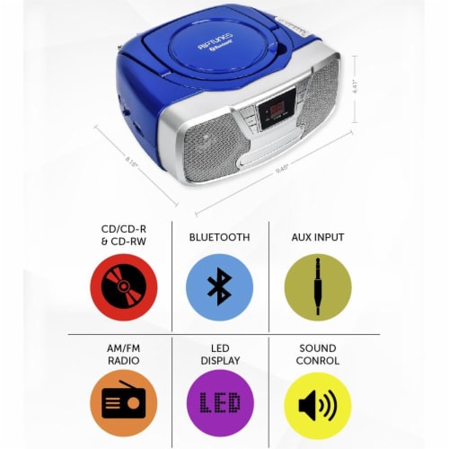 Riptunes Cd Boombox With Bluetooth, Blue Perspective: back