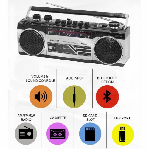 Riptunes Blt Retro Cassette Radio Sd/usb Perspective: back