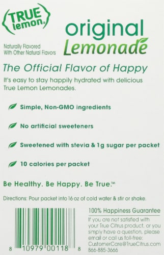 True Lemon® Original Lemonade Drink Mix Packets Perspective: back