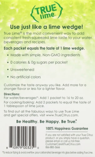 True Lime®  Crystallized Lime Drink Mix Packets Perspective: back