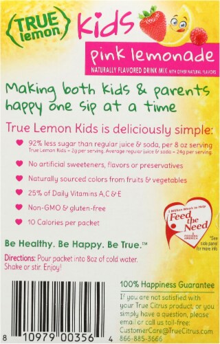 True Lemon® Kids Pink Lemonade Drink Mix Packets Perspective: back