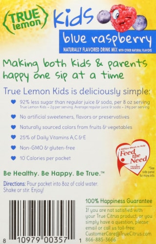 True Lemon® Kids Blue Raspberry Drink Mix Packets Perspective: back