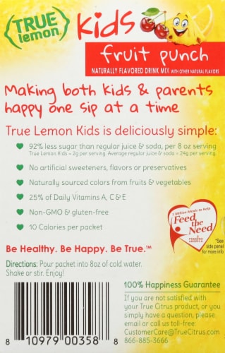 True Lemon® Kids Fruit Punch Drink Mix Packets Perspective: back