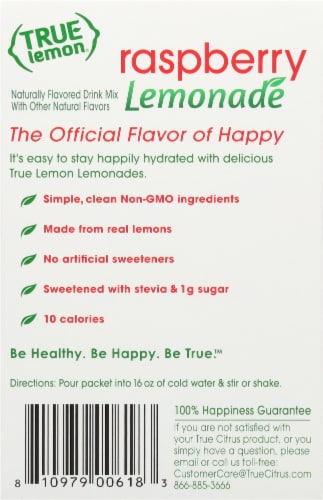 True Lemon® Raspberry Lemonade Drink Mix Packets Perspective: back