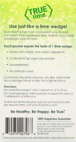 True Lime® Packets Crystallized Lime For Water tea and Recipes Perspective: back
