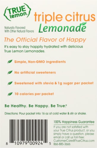 True Lemon® Triple Citrus Lemonade Drink Mix Packets Perspective: back
