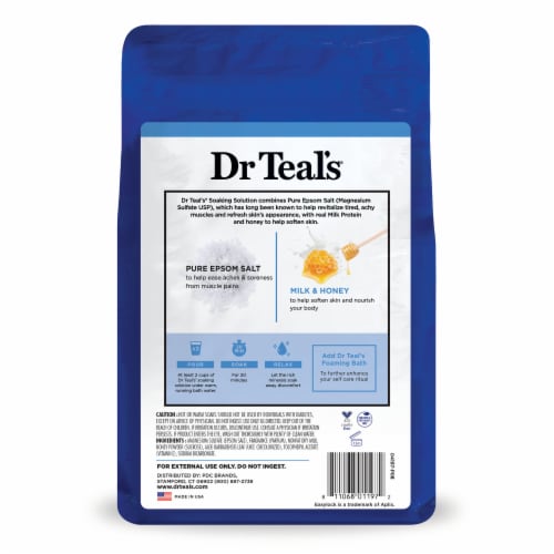 Dr Teal's® Soften & Nourish with Milk & Honey Epson Salt Soaking Solution Perspective: back