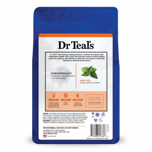 Dr Teal's® Pre & Post Workout Pure Epsom Salt Soaking Solution Perspective: back