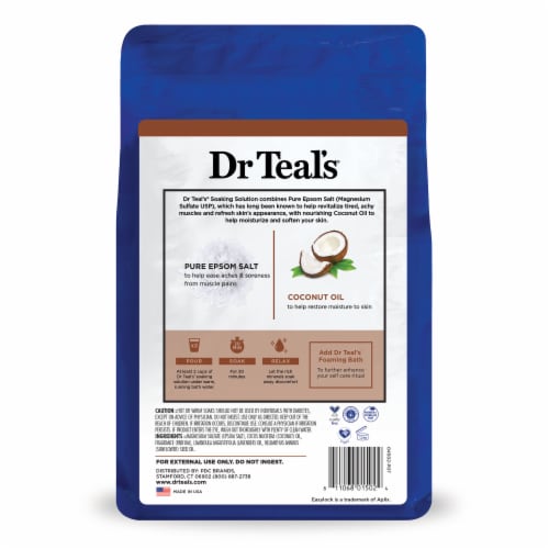 Dr Teal's® Nourish & Protect Coconut Oil Pure Epsom Salt Soaking Solution Perspective: back