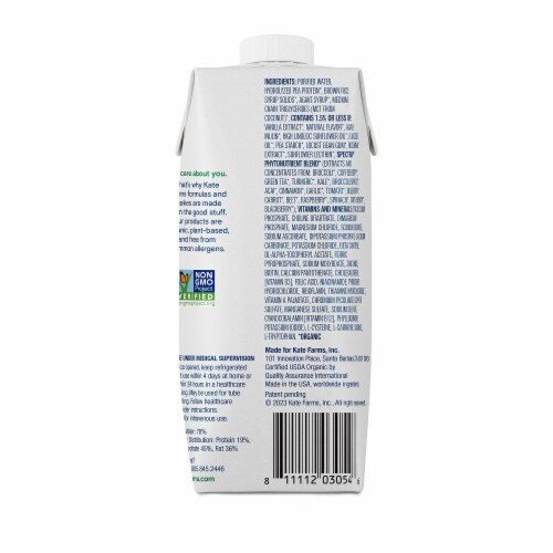 Kate Farms Peptide 1.0 Oral Supplement Vanilla 11 oz. Carton 12 Ct Perspective: back