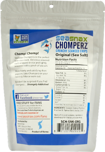 SeaSnax Chomperz Crunchy Seaweed Chips Original Perspective: back