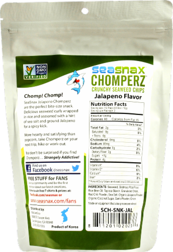 SeaSnax Chomperz Crunchy Seaweed Jalapeno Chips Perspective: back
