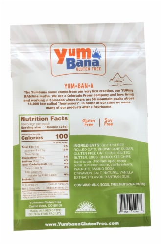 Yumbana Gluten Free Oatmeal Walnut Chocolate Chip Cookies Perspective: back