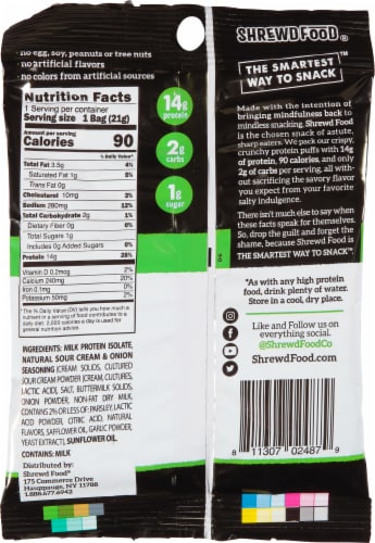 Shrewd Food® Sour Cream & Onion Protein Puffs Perspective: back