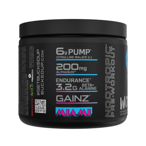 Bucked Up® Woke AF® Miami Pre-Workout Supplement Perspective: back